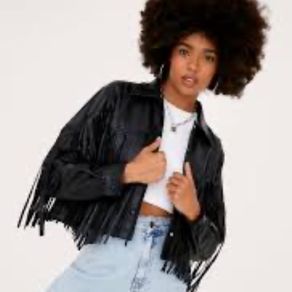 🤠Wrangler Festival Wear Faux Leather Fringe  Over Sized Jacket Medium - Picture 11 of 15